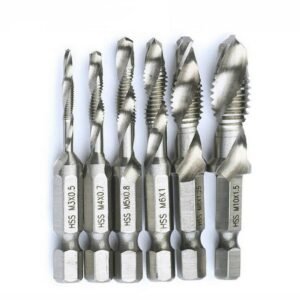 6pcs M3-M10 Hex Shank Tap Drill Bits Set Titanium Plated HSS Screw