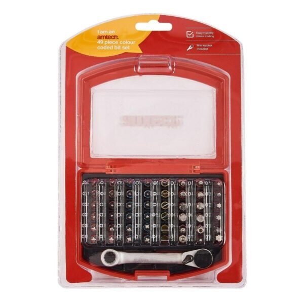 49PC Colour Coded Mini Ratchet Slotte Phillips Pozi Torx Hex Screwdriver Bit Set - Image 3