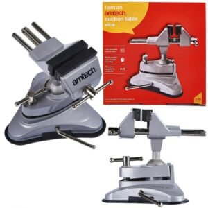 Table Top Vacuum Suction Base Vice Clamp Swivel Head & 70mm Rubber Jaw