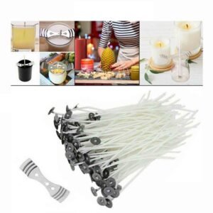 100 Pcs Pre Waxed Candle Wicks With Sustainers 12cm Long DIY For Candle Making